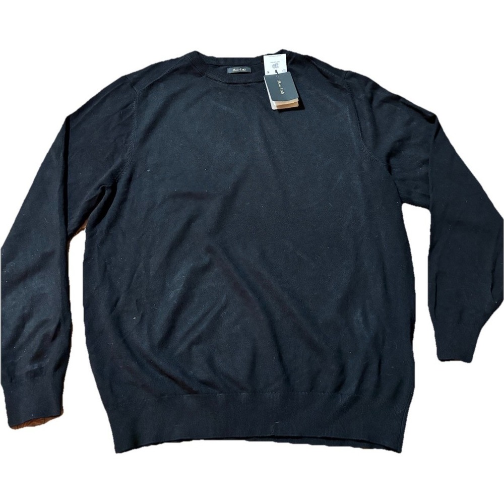 Porter & Ash Men's Large Black Crew Neck Sweater Long Sleeve Preppy Classic NEW
